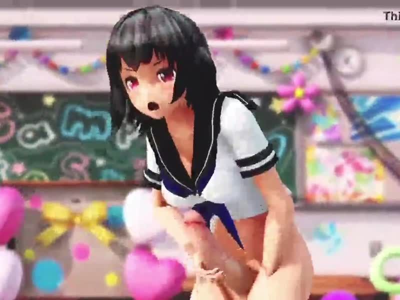MMD：双屌扶她巨根狂操淫穴，猛烈内射汁液横流！